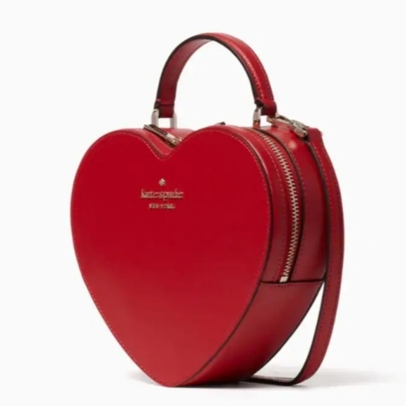 KATE SPADE HEART CROSSBODY PURSE "LOVE SHACK" RED SAFFIANO - NEW! SO BEAUTIFUL! - Picture 3 of 5
